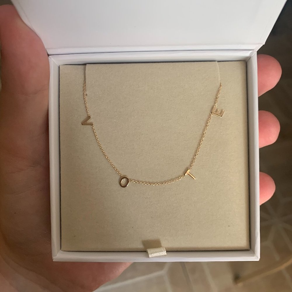 VOTE Necklace 14k Gold - Michelle Obama - ByChari